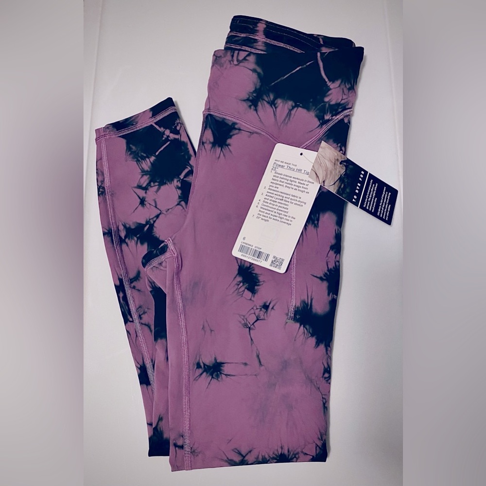 COPY - NWT LULULEMON POWER THRU LEGGINS - purple tie dye SIZE 6